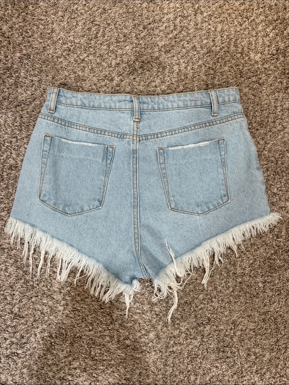 Light Blue Frayed Hem High-Waist Denim Shorts - NWT